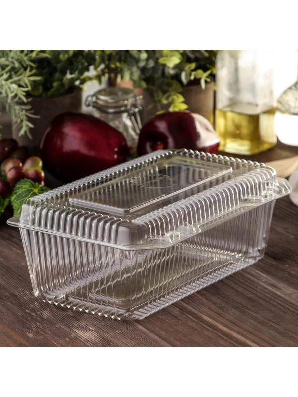 Контейнер одноразовый с неразъёмной крышкой ИП-29, 500 мл, 24,8×15,2×9,2 см, цвет прозрачный