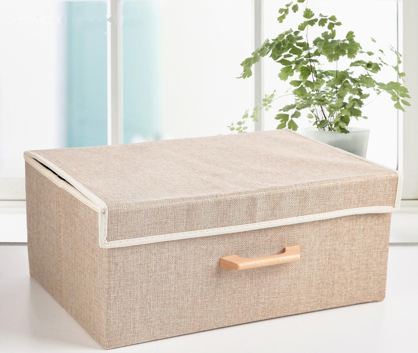 Короб стеллажный для хранения с крышкой «Франческа», 43×30,5×18,5 см, цвет бежевый