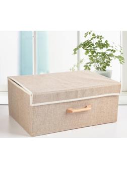 Короб стеллажный для хранения с крышкой «Франческа», 43×30,5×18,5 см, цвет бежевый