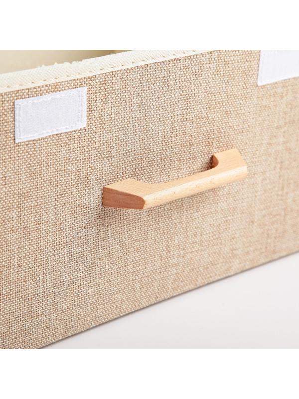 Короб стеллажный для хранения с крышкой «Франческа», 43×30,5×18,5 см, цвет бежевый