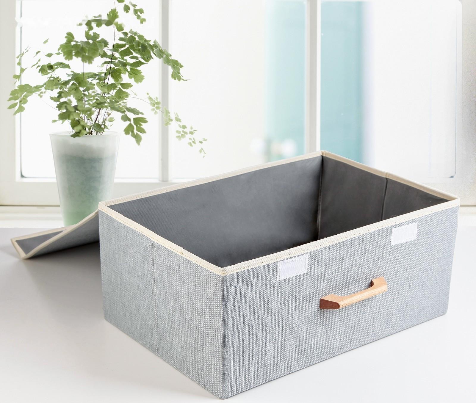 Короб стеллажный для хранения с крышкой «Франческа», 43×30,5×18,5 см, цвет серо-голубой