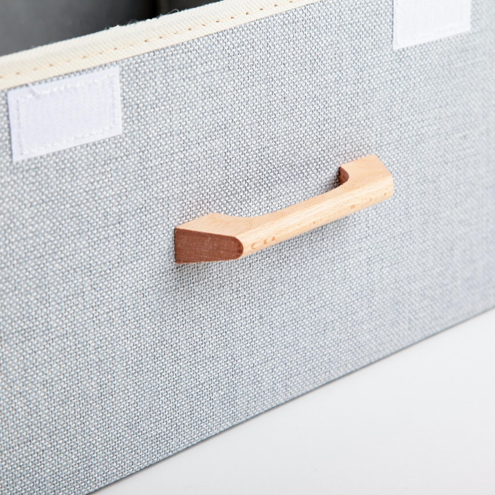 Короб стеллажный для хранения с крышкой «Франческа», 43×30,5×18,5 см, цвет серо-голубой