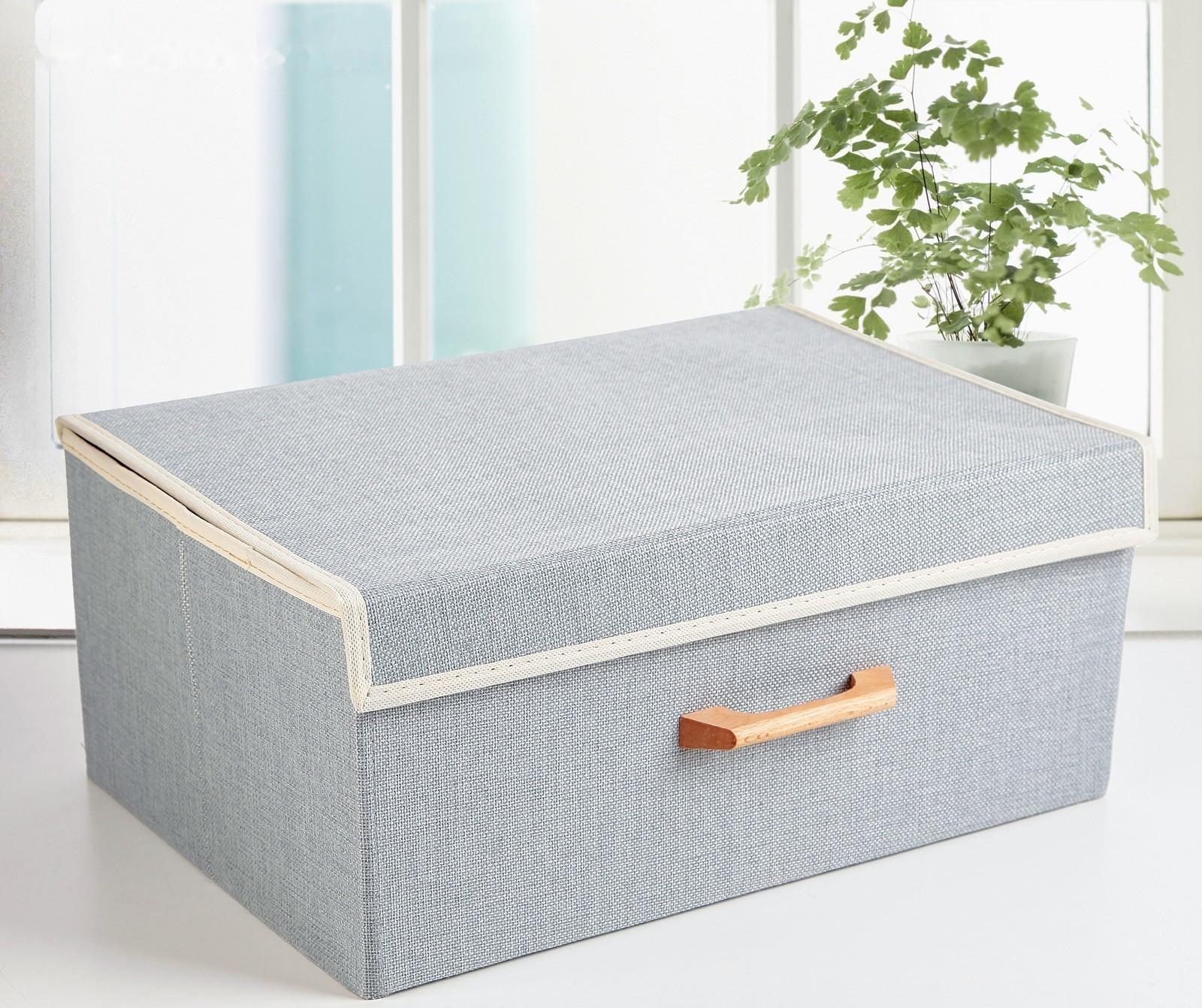 Короб стеллажный для хранения с крышкой «Франческа», 43×30,5×18,5 см, цвет серо-голубой