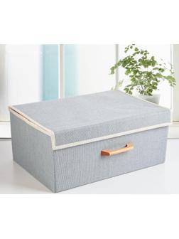 Короб стеллажный для хранения с крышкой «Франческа», 43×30,5×18,5 см, цвет серо-голубой