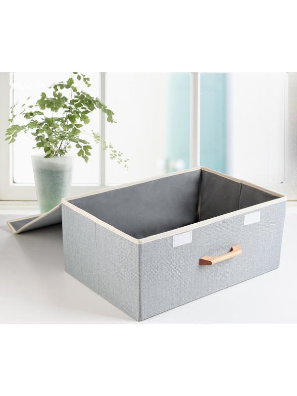 Короб стеллажный для хранения с крышкой «Франческа», 43×30,5×18,5 см, цвет серо-голубой