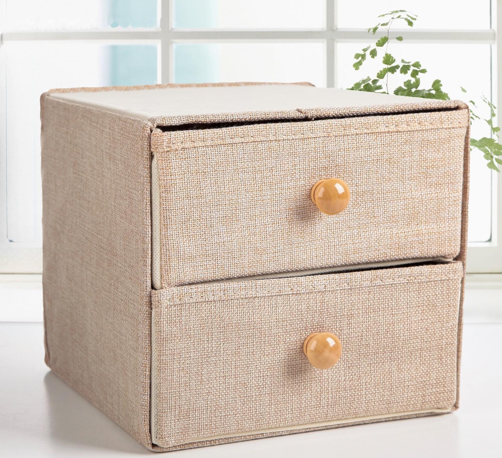 Короб «Франческа», 2 выдвижных ящика, 22×22×20,5 см, цвет бежевый