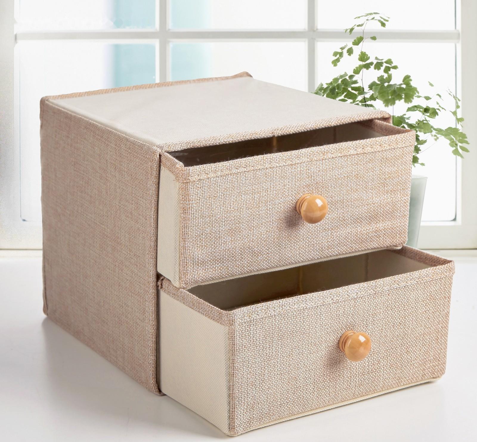 Короб «Франческа», 2 выдвижных ящика, 22×22×20,5 см, цвет бежевый