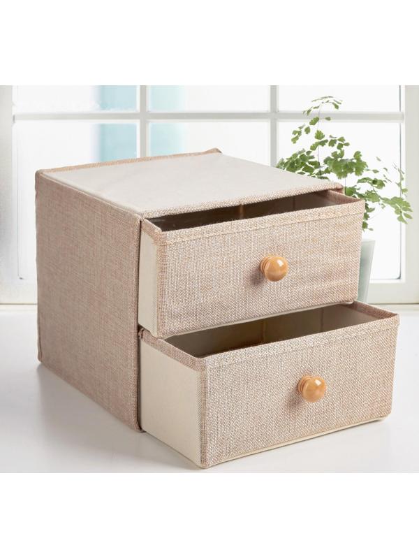 Короб «Франческа», 2 выдвижных ящика, 22×22×20,5 см, цвет бежевый
