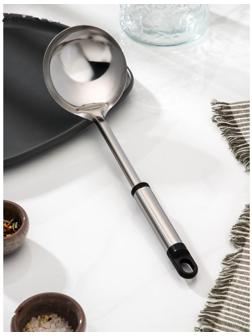 Половник из нержавеющей стали Доляна «Помощник», 140 мл, 32 см, цвет серебряный