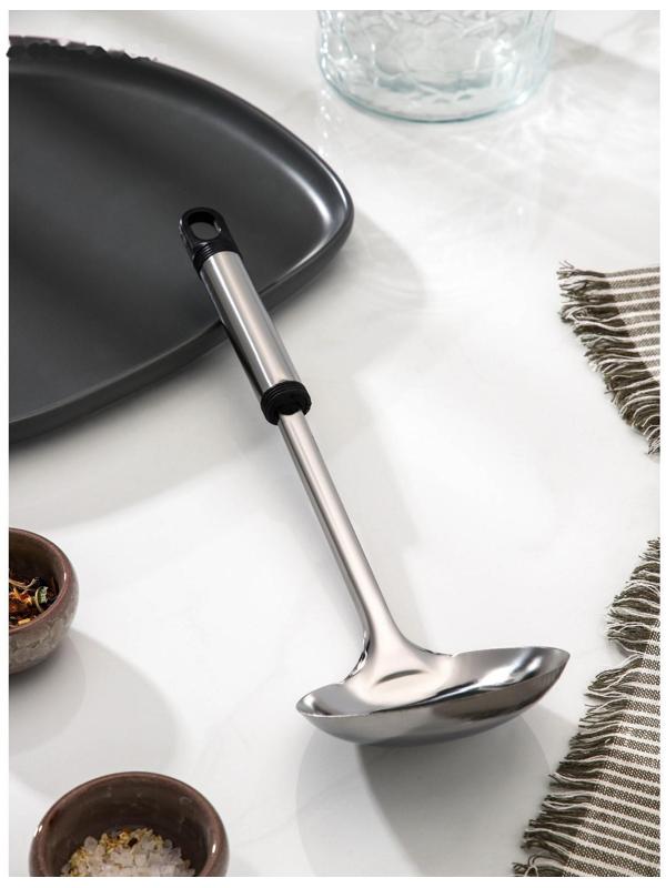 Половник из нержавеющей стали Доляна «Помощник», 140 мл, 32 см, цвет серебряный