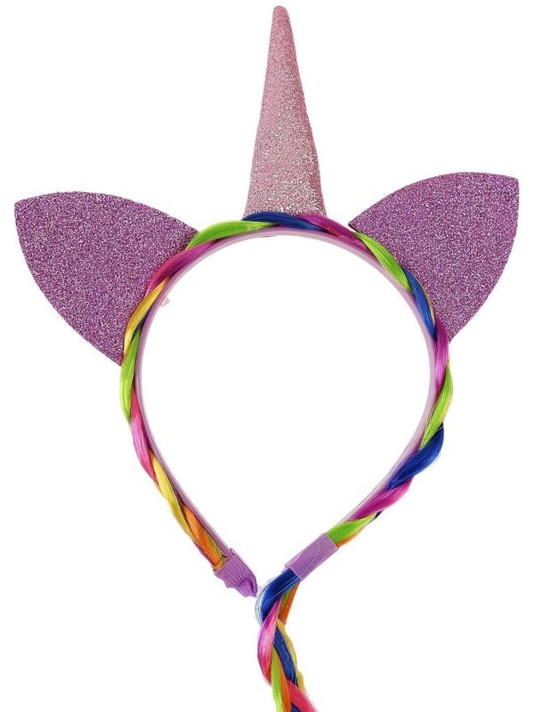 Карнавальный ободок «Единорог», с косичкой, цвет розовый