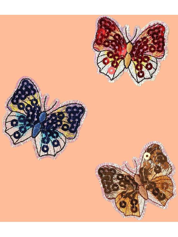 Набор термоаппликаций «Бабочки», 3 шт, с пайетками