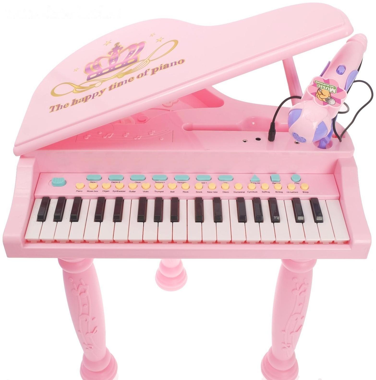 Пианино «Розовая мечта» с микрофоном и стульчиком, световые и звуковые эффекты
