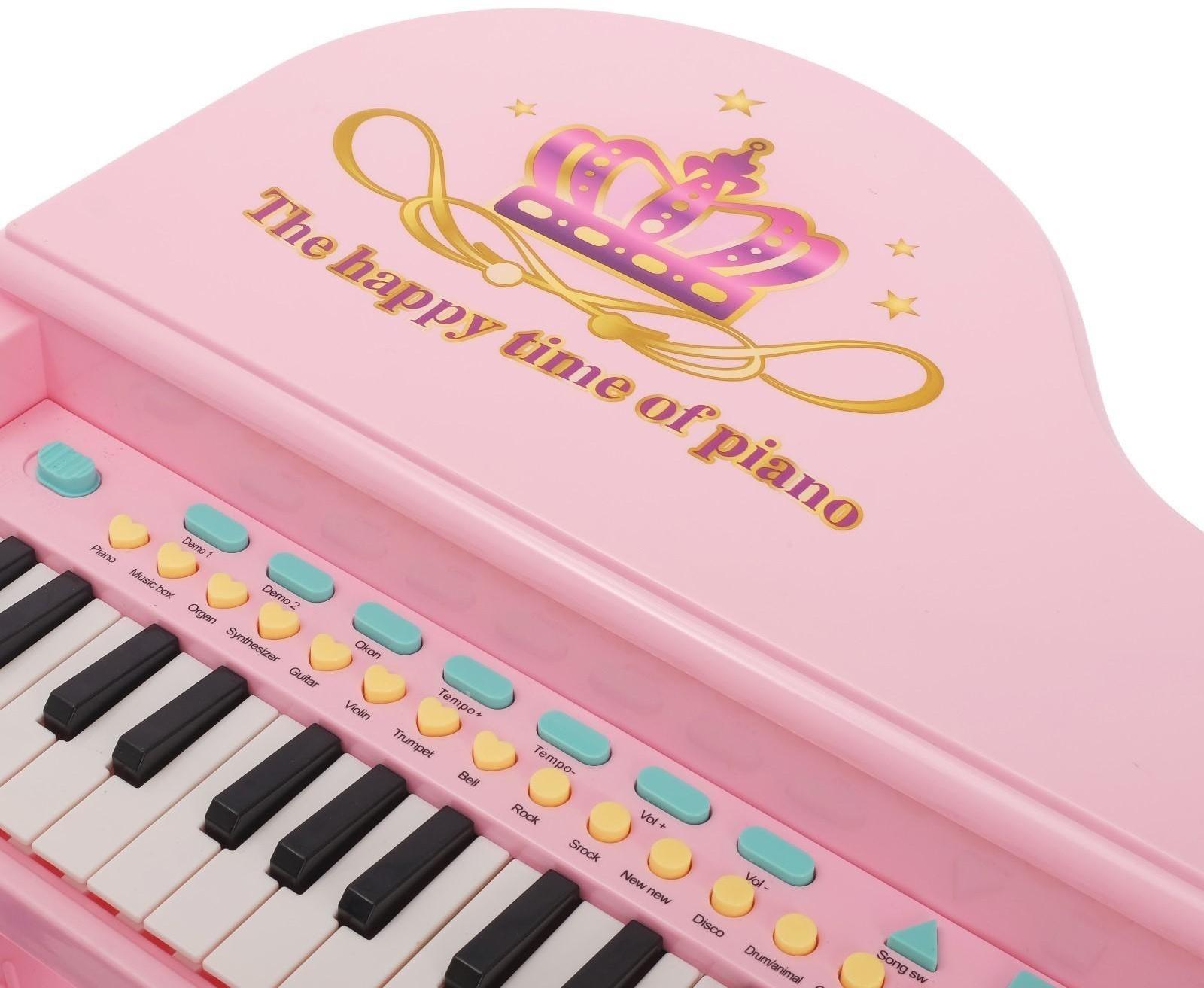 Пианино «Розовая мечта» с микрофоном и стульчиком, световые и звуковые эффекты