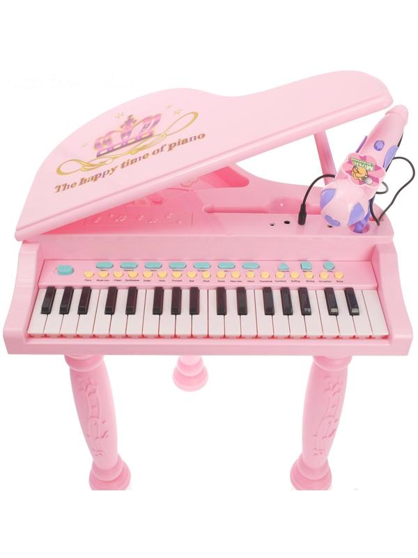 Пианино «Розовая мечта» с микрофоном и стульчиком, световые и звуковые эффекты