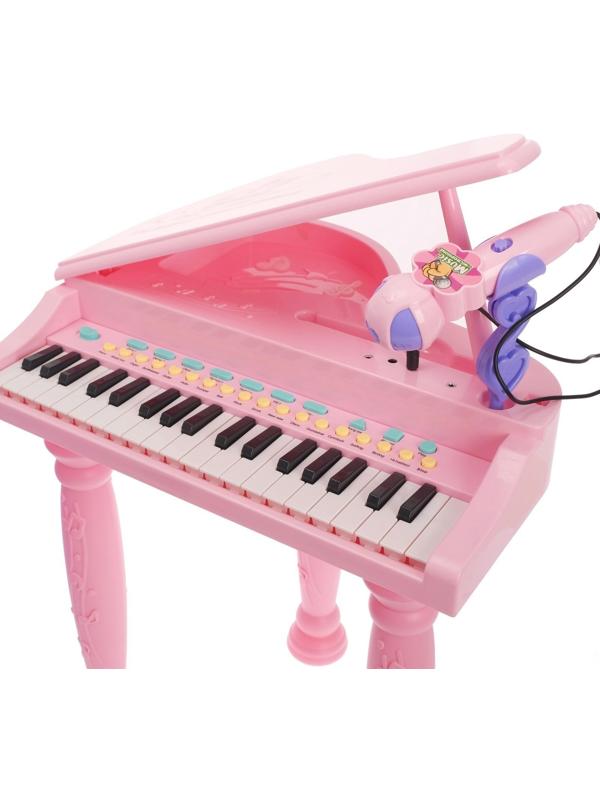 Пианино «Розовая мечта» с микрофоном и стульчиком, световые и звуковые эффекты