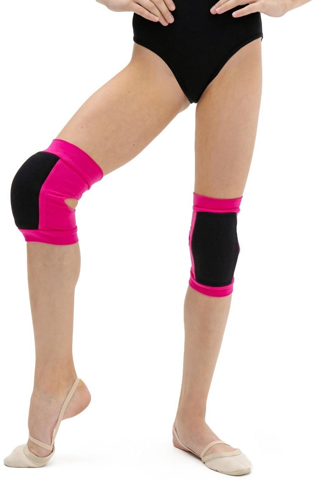 Наколенники для гимнастики и танцев (с уплотненной чашкой), р. S (7-10лет), цвет фуксия/чёрный