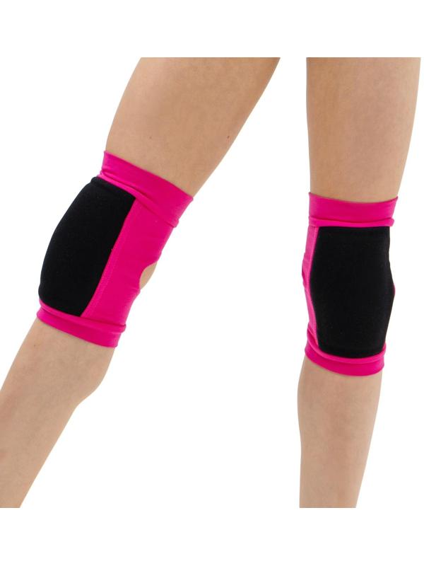 Наколенники для гимнастики и танцев (с уплотненной чашкой), р. S (7-10лет), цвет фуксия/чёрный