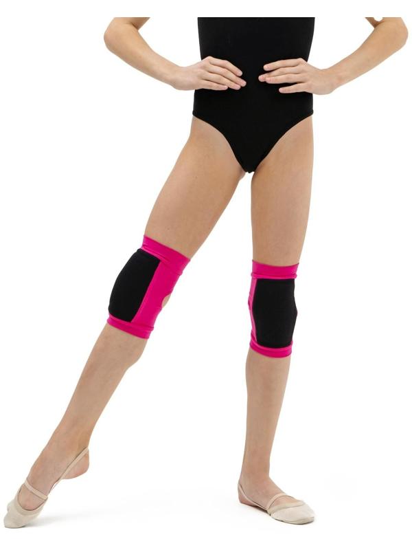 Наколенники для гимнастики и танцев (с уплотненной чашкой), р. S (7-10лет), цвет фуксия/чёрный