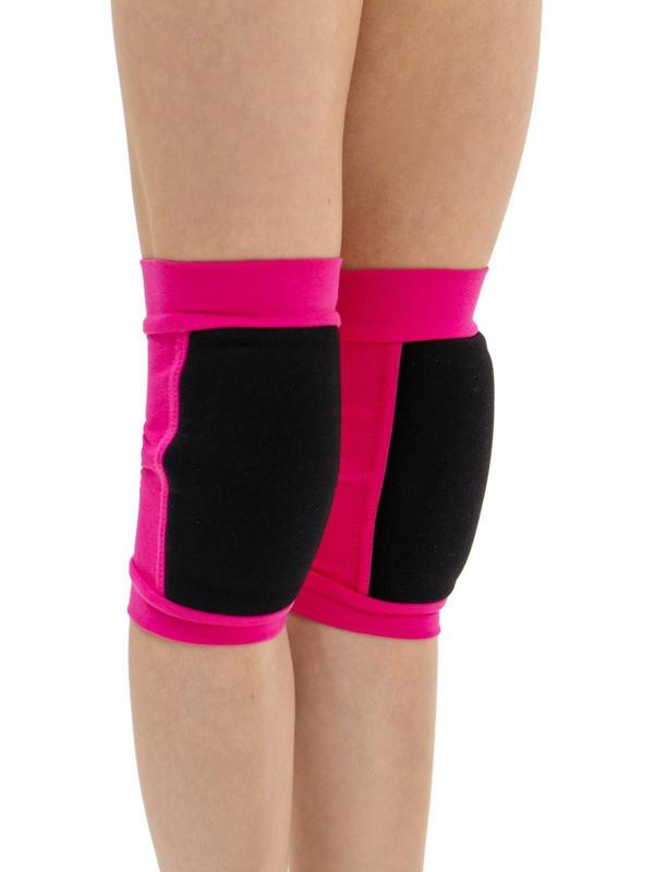 Наколенники для гимнастики и танцев (с уплотненной чашкой), р. S (7-10лет), цвет фуксия/чёрный