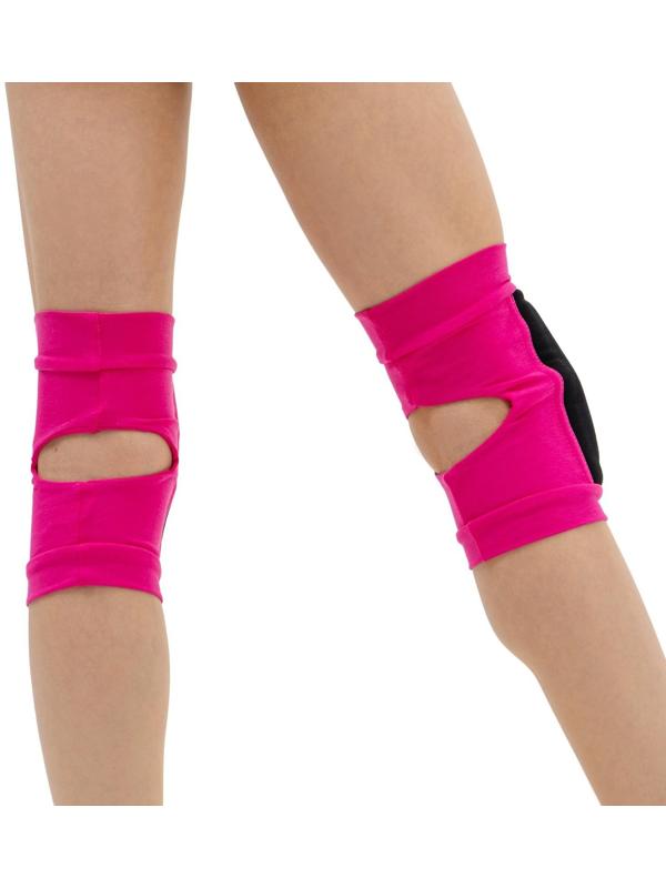 Наколенники для гимнастики и танцев (с уплотненной чашкой), р. S (7-10лет), цвет фуксия/чёрный