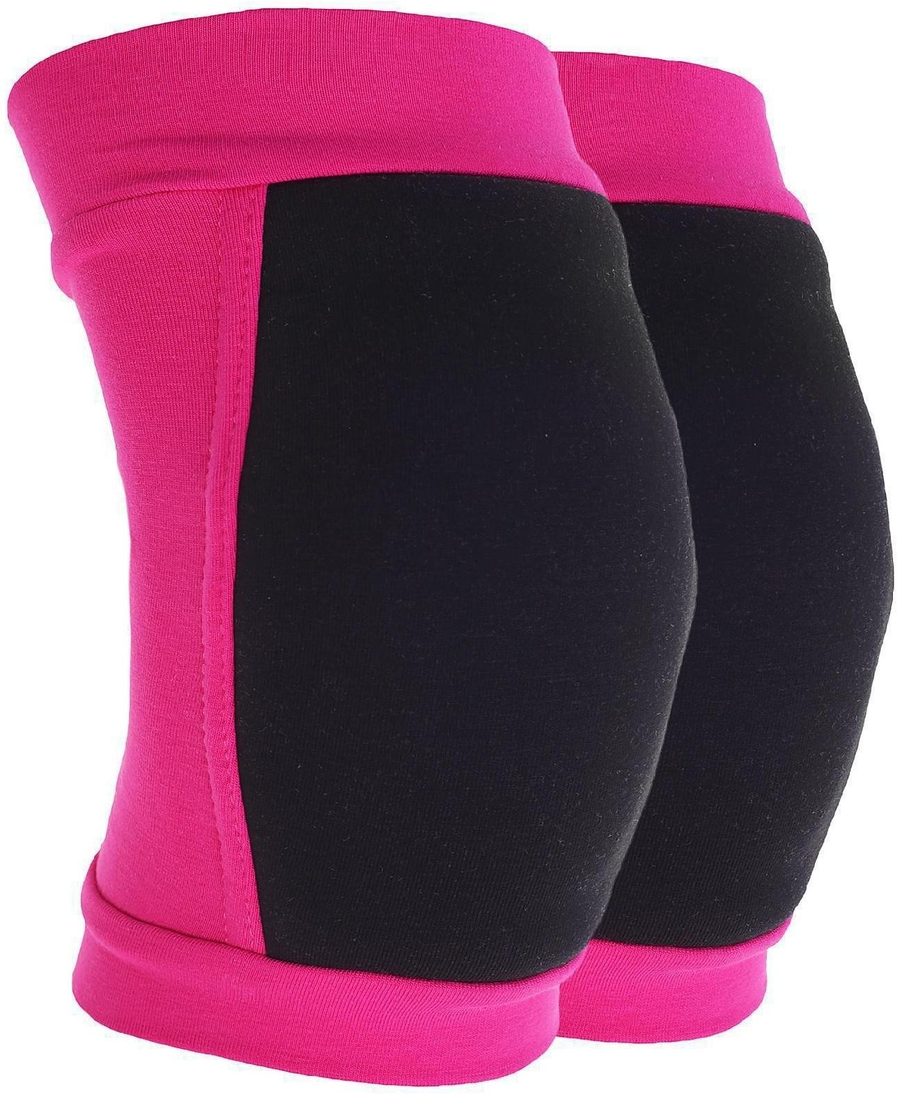 Наколенники для гимнастики и танцев (с уплотненной чашкой), р. XS (4-7 лет), цвет фуксия/чёрный
