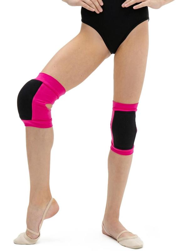 Наколенники для гимнастики и танцев (с уплотненной чашкой), р. XS (4-7 лет), цвет фуксия/чёрный