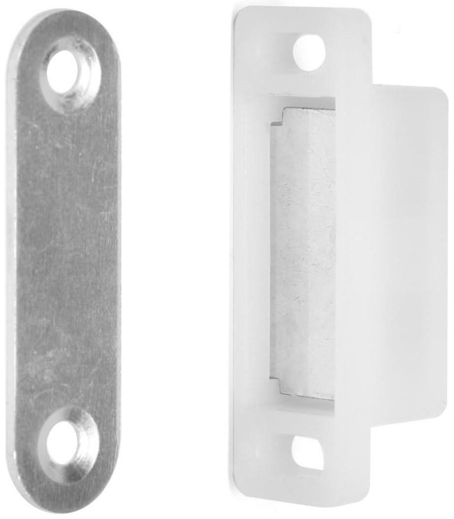 Магнит мебельный M001W, 41х13 маленький, белый