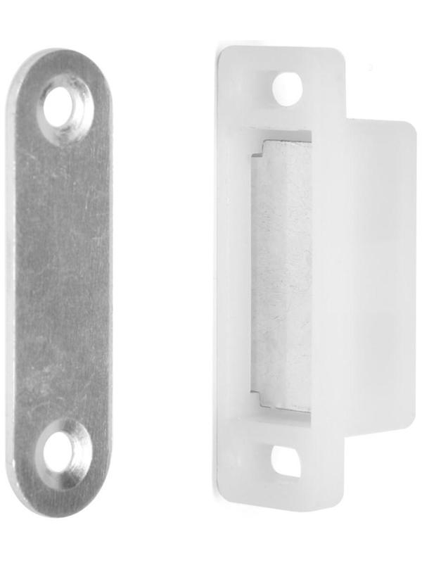 Магнит мебельный M001W, 41х13 маленький, белый