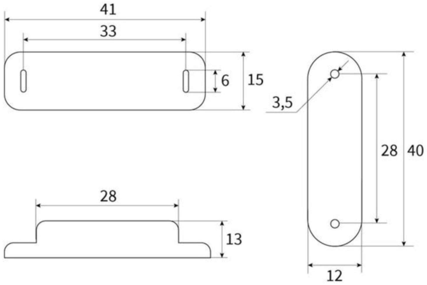 Магнит мебельный M001BR, 41х13, маленький, коричневый