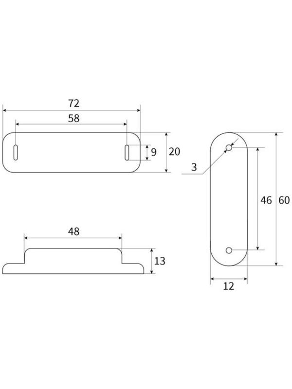 Магнит мебельный M003W, 72х13, большой, белый