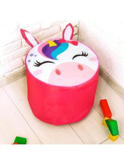 Мягкая игрушка-пуфик «Единорог», 40 × 40 см, цвет розовый