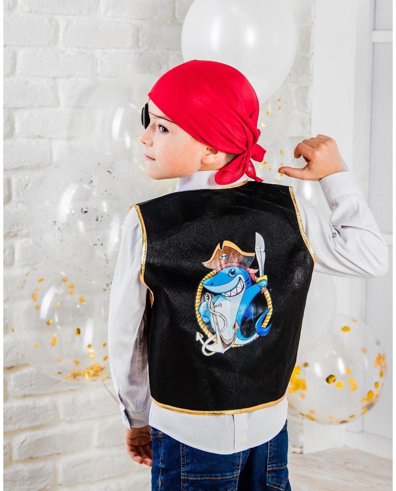 Карнавальный костюм «Морской разбойник», жилетка, наглазник, термонаклейка, бандана