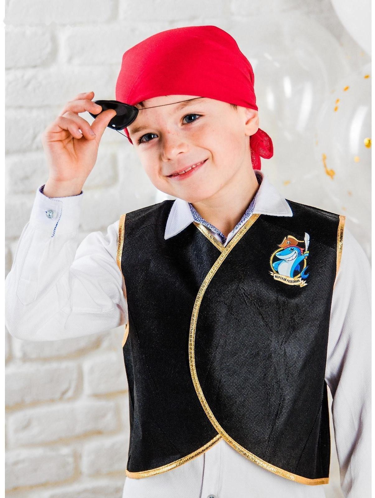 Карнавальный костюм «Морской разбойник», жилетка, наглазник, термонаклейка, бандана