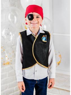 Карнавальный костюм «Морской разбойник», жилетка, наглазник, термонаклейка, бандана