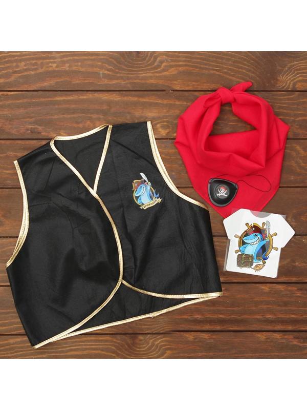 Карнавальный костюм «Морской разбойник», жилетка, наглазник, термонаклейка, бандана