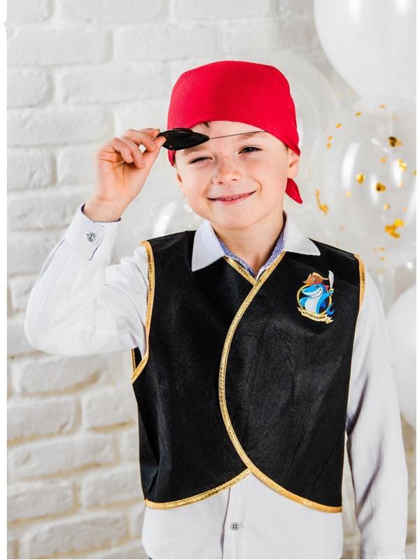 Карнавальный костюм «Морской разбойник», жилетка, наглазник, термонаклейка, бандана