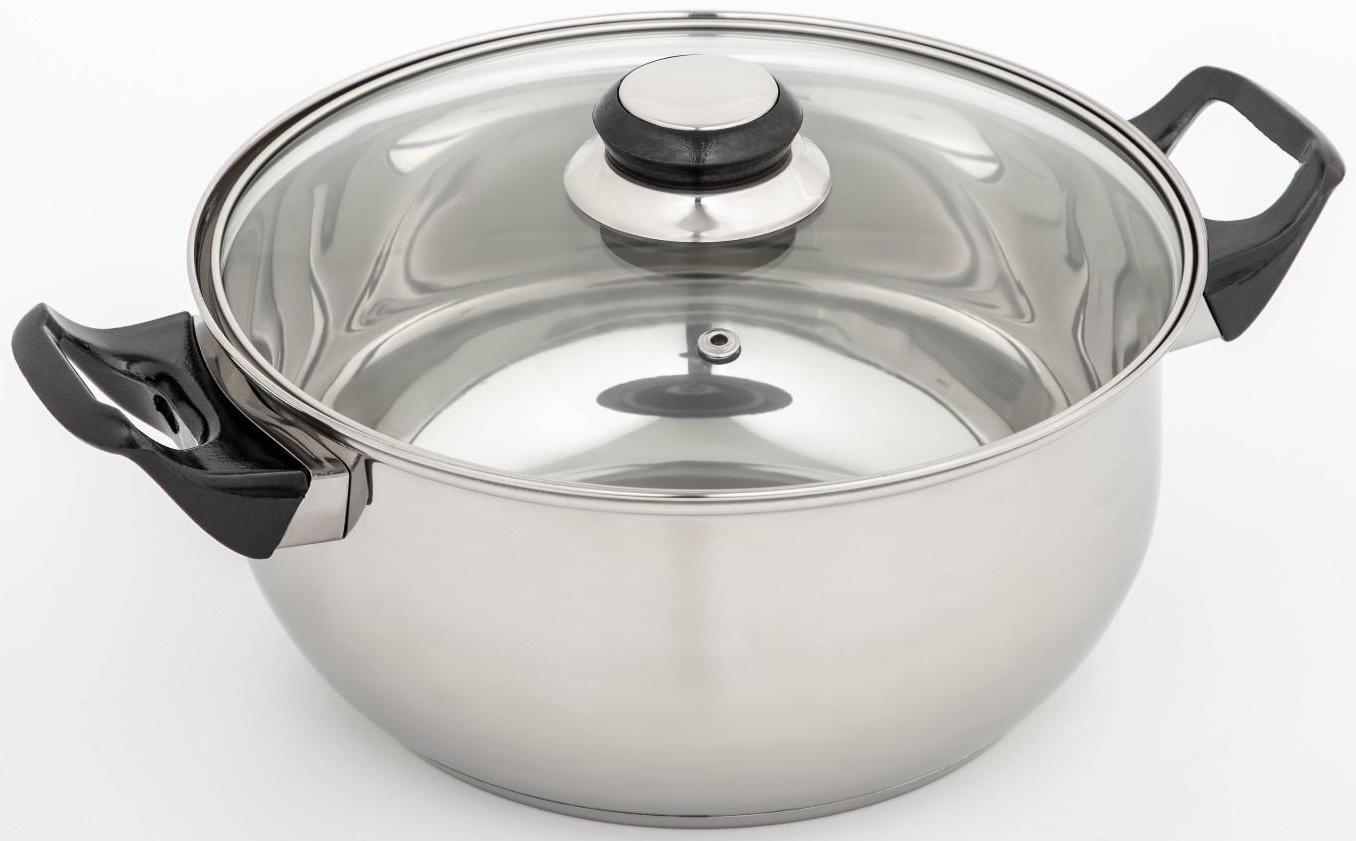 Кастрюля, 3,7 л, d=22 см, капсульное дно, стеклянная крышка