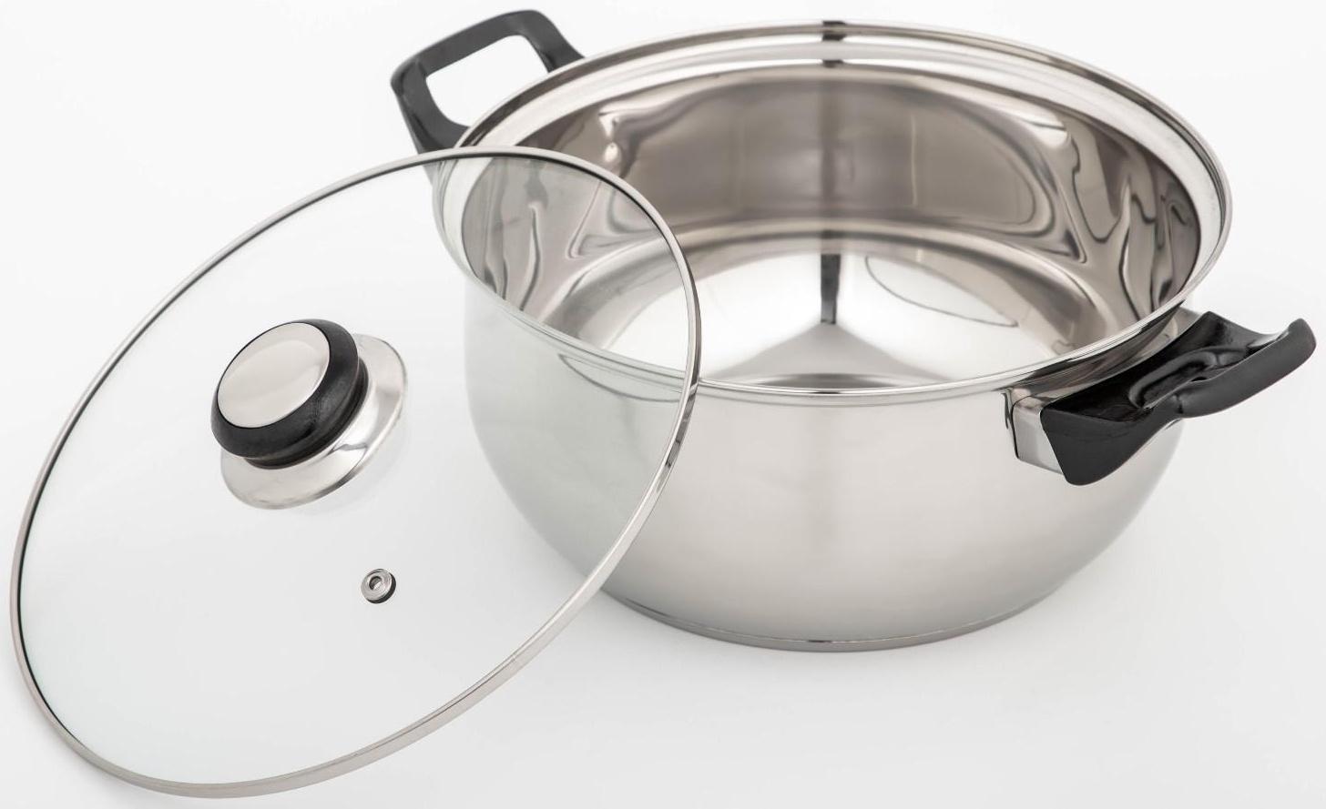 Кастрюля, 3,7 л, d=22 см, капсульное дно, стеклянная крышка