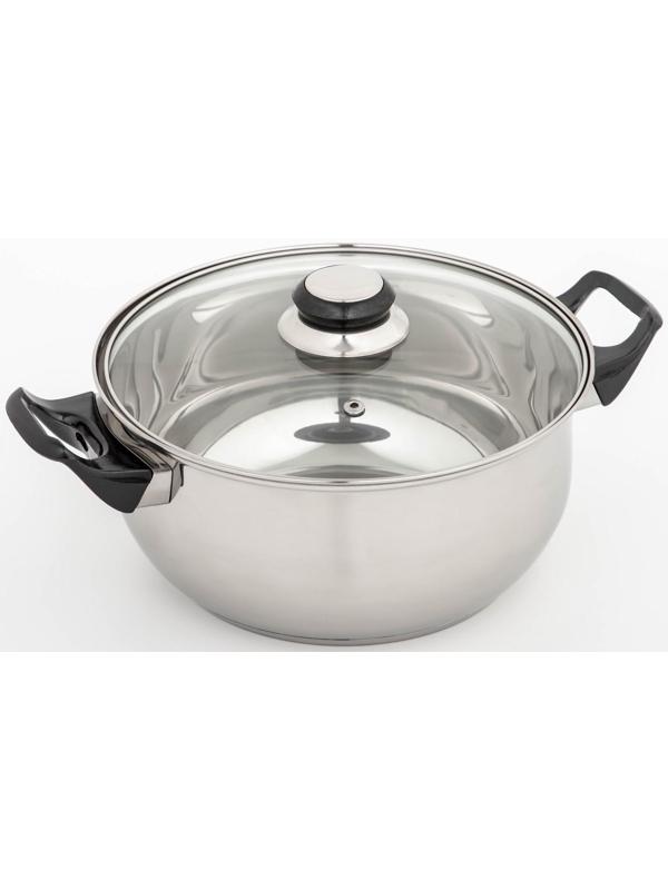 Кастрюля, 3,7 л, d=22 см, капсульное дно, стеклянная крышка