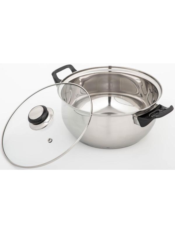 Кастрюля, 3,7 л, d=22 см, капсульное дно, стеклянная крышка
