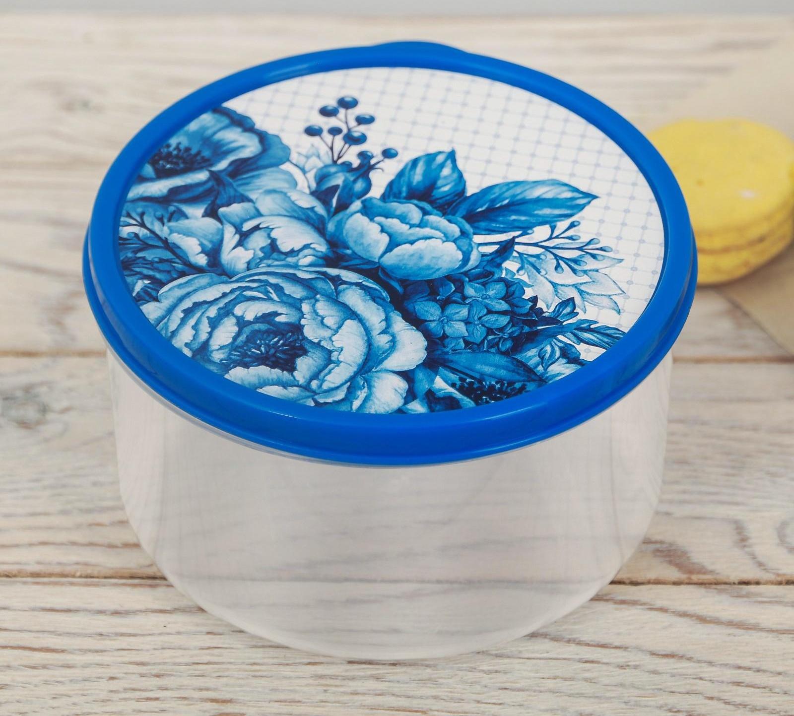 Ланч-бокс круглый «Гжель». 500 мл