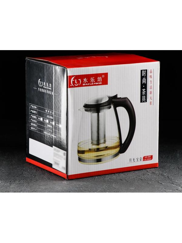 Чайник стеклянный заварочный «Глянец», 2 л, с металлическим ситом, цвета розовый