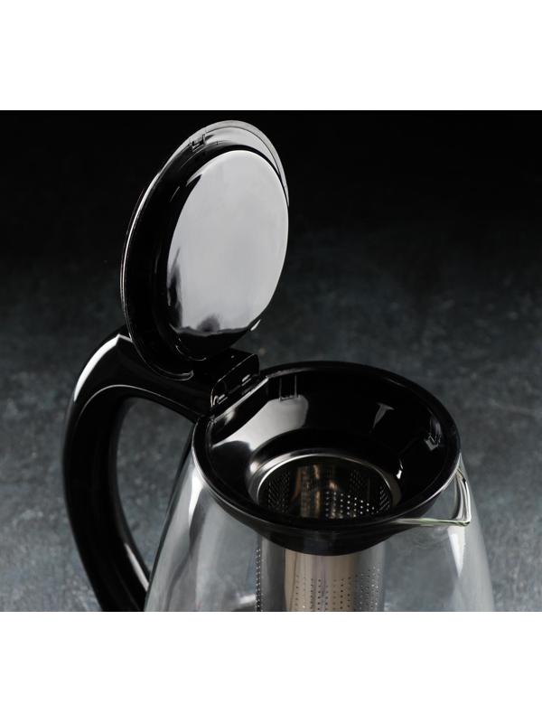 Чайник стеклянный заварочный «Глянец», 2 л, с металлическим ситом, цвета розовый