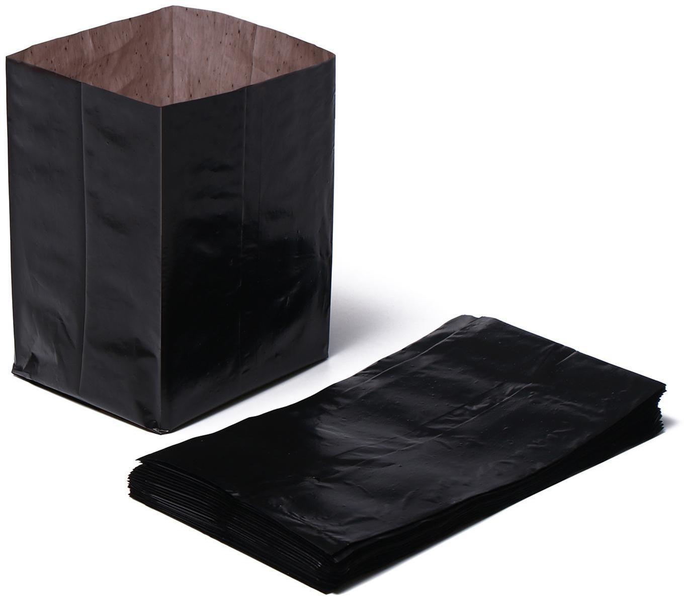 Пакет для рассады, 1 л, 9 × 18 см, полиэтилен толщиной 50 мкм, с перфорацией, чёрный, Greengo