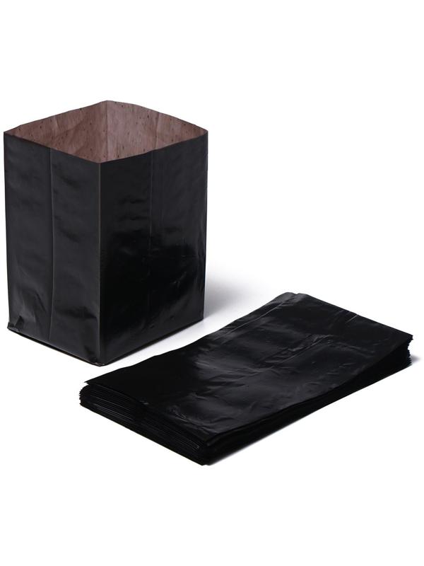 Пакет для рассады, 1 л, 9 × 18 см, полиэтилен толщиной 50 мкм, с перфорацией, чёрный, Greengo