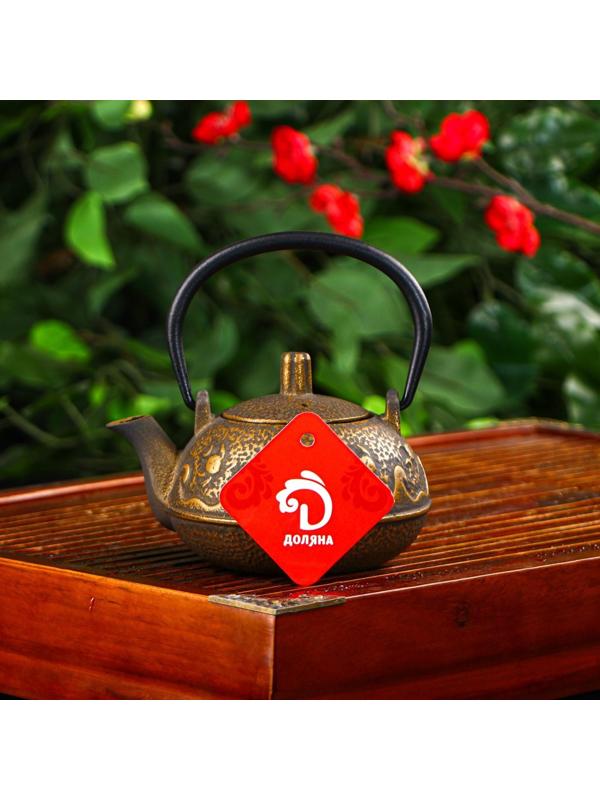 Чайник чугунный Доляна «Волна. Этно», 300 мл, с ситом, цвет бронзовый