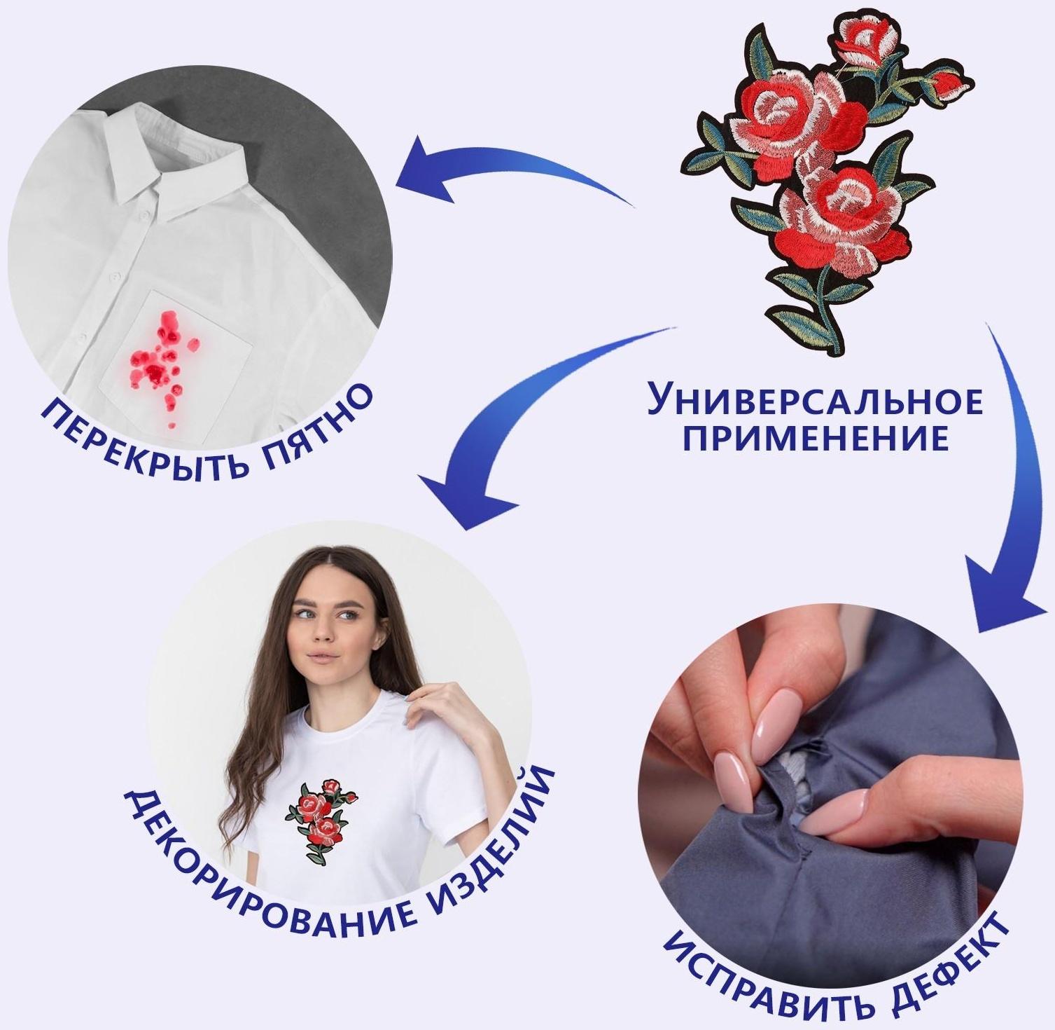 Термоаппликация «Цветы», 16,5 × 12 см, цвет разноцветный