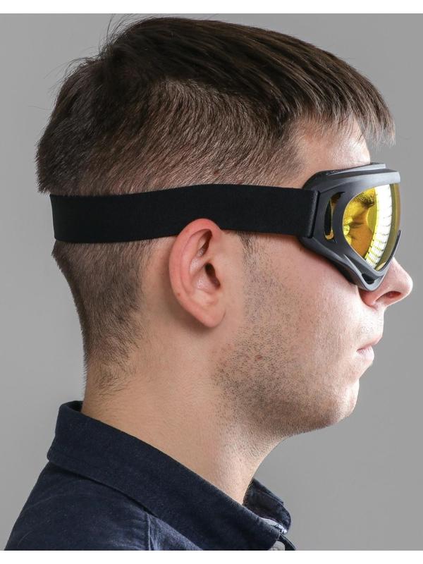 Очки для езды на мототехнике, стекло желтое, цвет черный