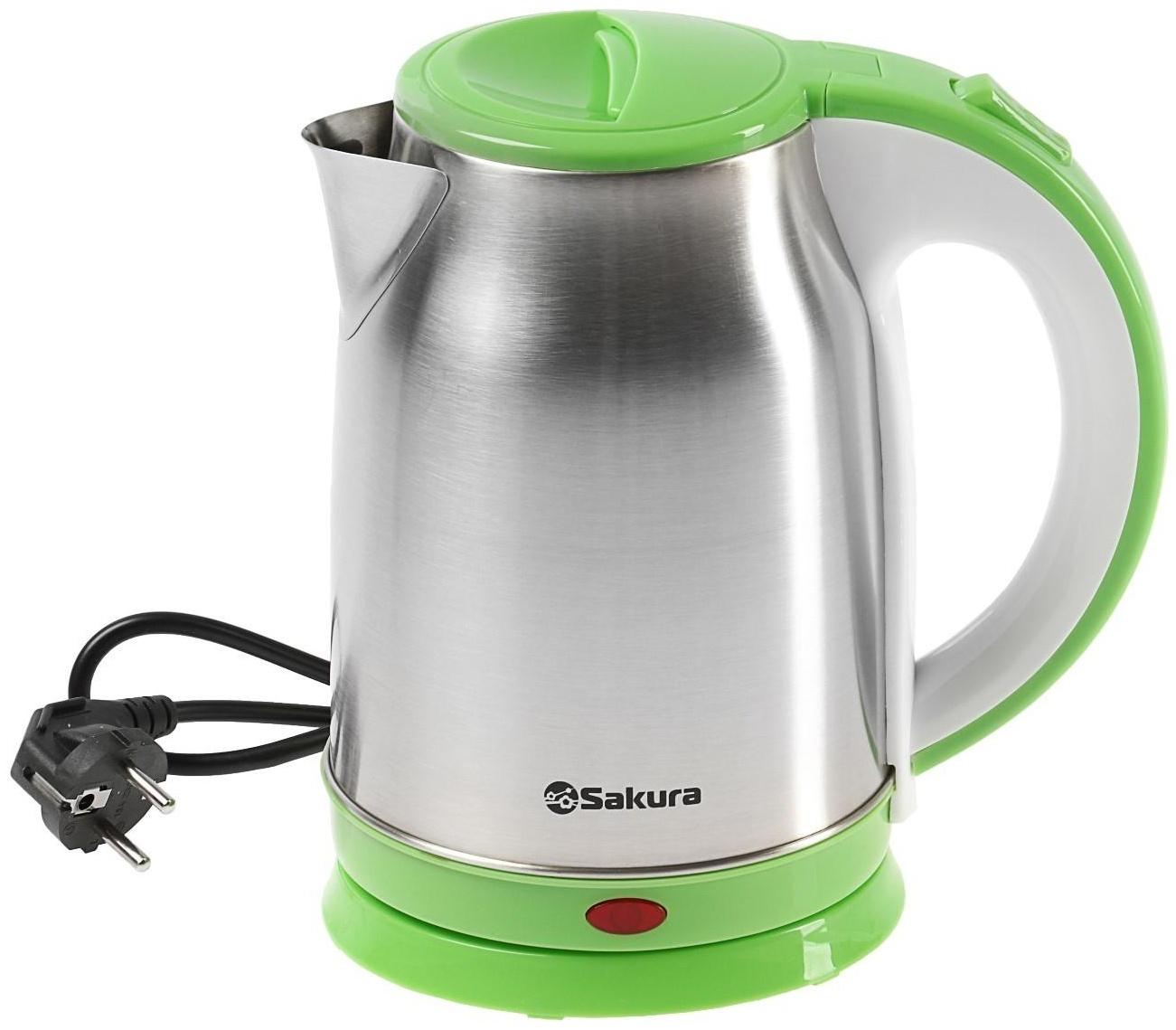 Чайник электрический Sakura SA-2147G, металл, 1.8 л, 1800 Вт, зеленый
